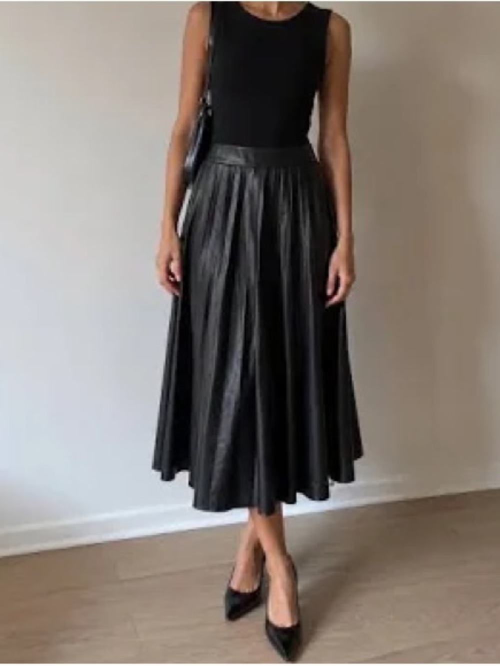 NWT Marc New York Sleeveless Midi Dress with Faux Leather Pleated Skirt